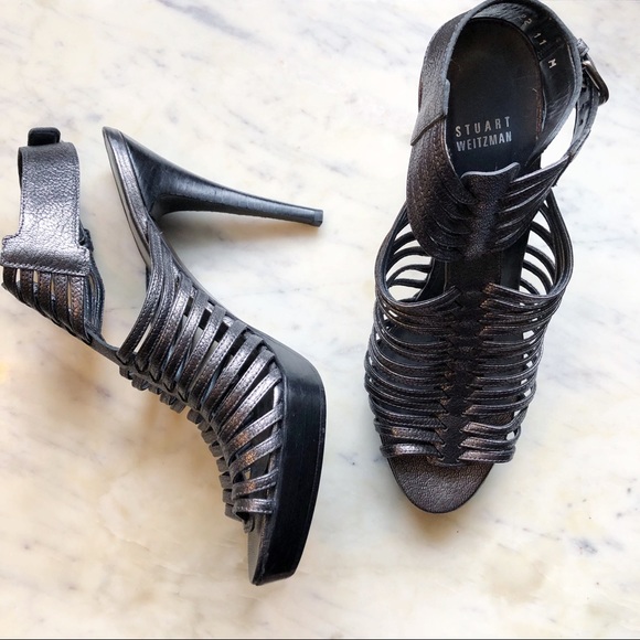 Stuart Weitzman Shoes - Stuart Weitzman Gray Caged Platform Heels